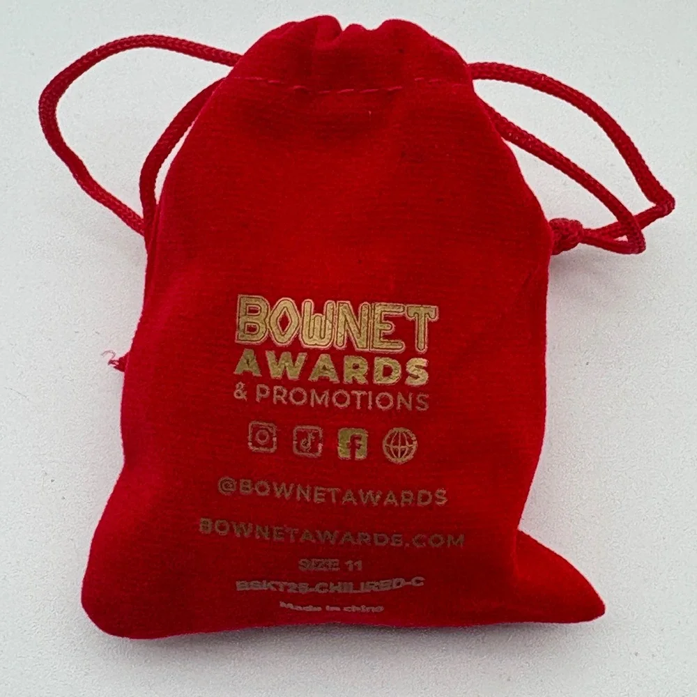 10 Bownet Award Basketball Finalist Champions Ring Red Silver Rhinestone Size 11